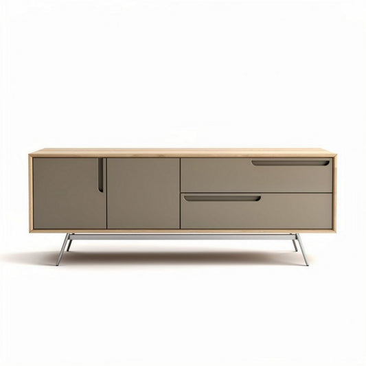 Szafka RTV w kolorze beżowym z metalowymi nogami 160 x 40 x 60cm